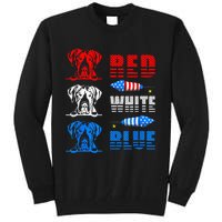 Red White Blue Three Cute Great Dane 4th July American Flag Tall Sweatshirt