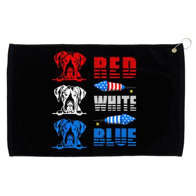 Red White Blue Three Cute Great Dane 4th July American Flag Grommeted Golf Towel