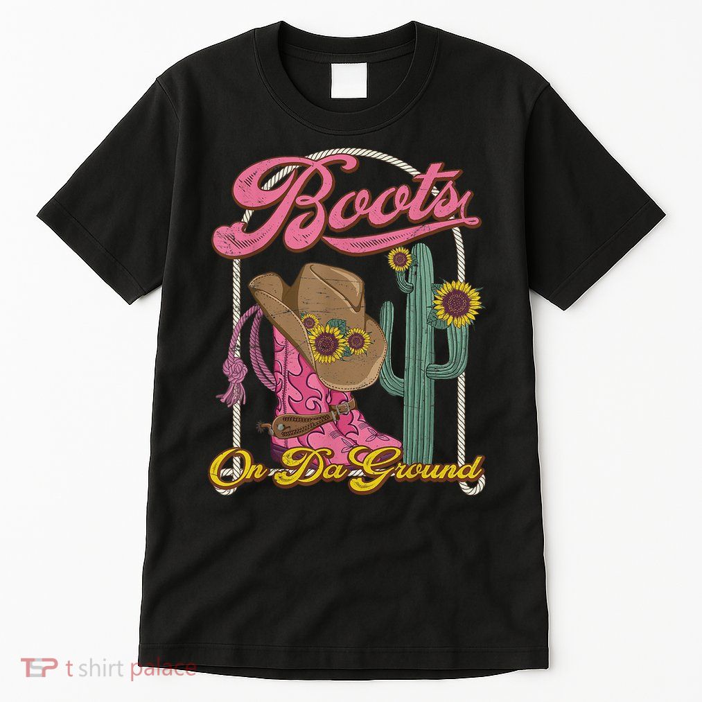 Retro Western Cowgirl Cowboy Linedance Boots On Da Ground Tall T-Shirt