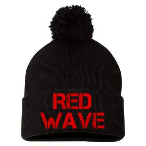 Red Wave Conservative Political Pom Pom 12in Knit Beanie