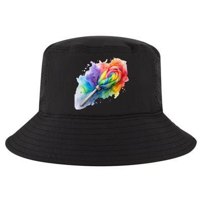 Rainbow Watercolor Candy Brush Multicolor Cool Comfort Performance Bucket Hat