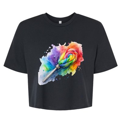 Rainbow Watercolor Candy Brush Multicolor Bella+Canvas Jersey Crop Tee