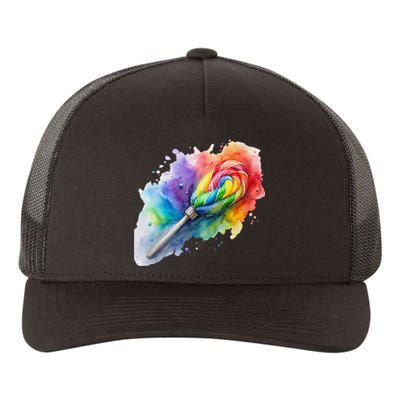 Rainbow Watercolor Candy Brush Multicolor Yupoong Adult 5-Panel Trucker Hat