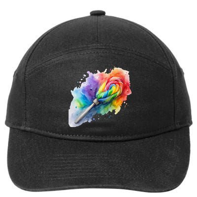 Rainbow Watercolor Candy Brush Multicolor 7-Panel Snapback Hat