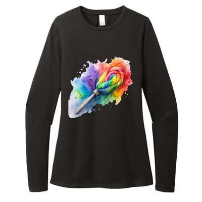 Rainbow Watercolor Candy Brush Multicolor Womens CVC Long Sleeve Shirt