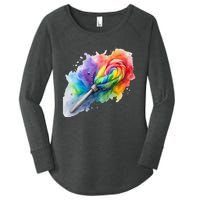 Rainbow Watercolor Candy Brush Multicolor Women's Perfect Tri Tunic Long Sleeve Shirt