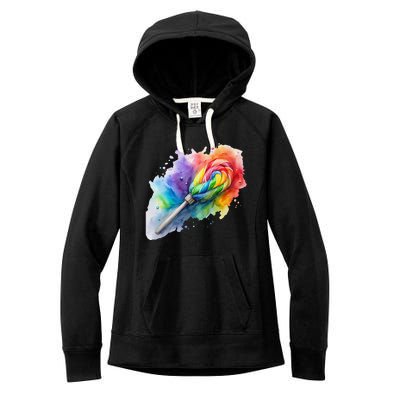 Rainbow Watercolor Candy Brush Multicolor Women's Fleece Hoodie