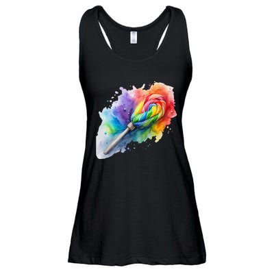 Rainbow Watercolor Candy Brush Multicolor Ladies Essential Flowy Tank