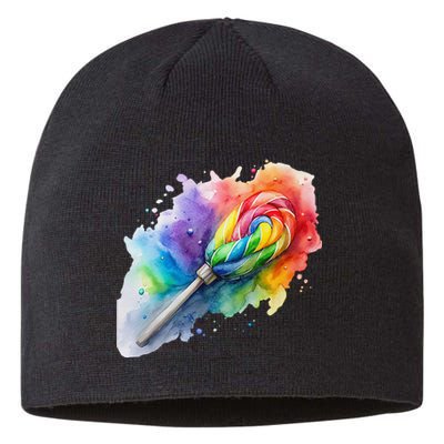 Rainbow Watercolor Candy Brush Multicolor Sustainable Beanie