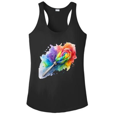 Rainbow Watercolor Candy Brush Multicolor Ladies PosiCharge Competitor Racerback Tank