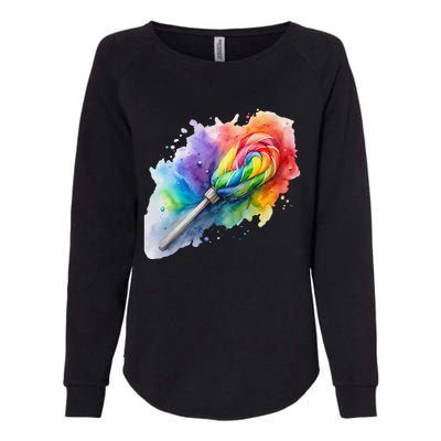 Rainbow Watercolor Candy Brush Multicolor Womens California Wash Sweatshirt