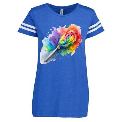 Rainbow Watercolor Candy Brush Multicolor Enza Ladies Jersey Football T-Shirt