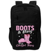 Rodeo Western Country Southern Cow hat Boots & Bling Impact Tech Backpack