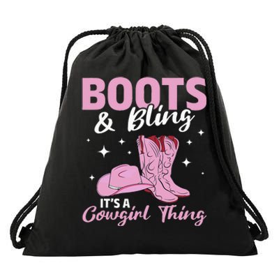 Rodeo Western Country Southern Cow hat Boots & Bling Drawstring Bag