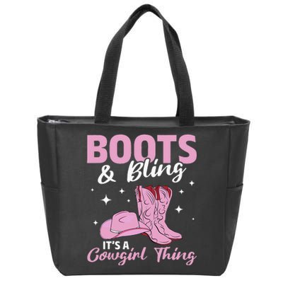 Rodeo Western Country Southern Cow hat Boots & Bling Zip Tote Bag