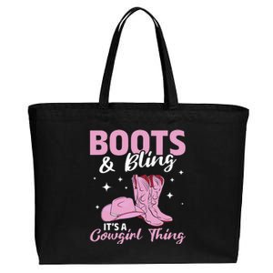 Rodeo Western Country Southern Cow hat Boots & Bling Cotton Canvas Jumbo Tote