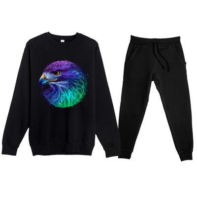 Realistic Water Colored Eagle Premium Crewneck Sweatsuit Set