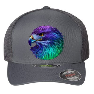 Realistic Water Colored Eagle Flexfit Unipanel Trucker Cap