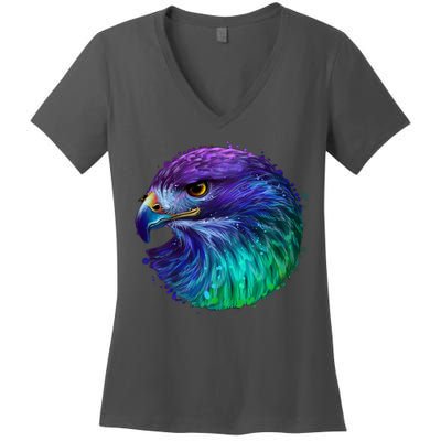 Realistic Water Colored Eagle Women's V-Neck T-Shirt