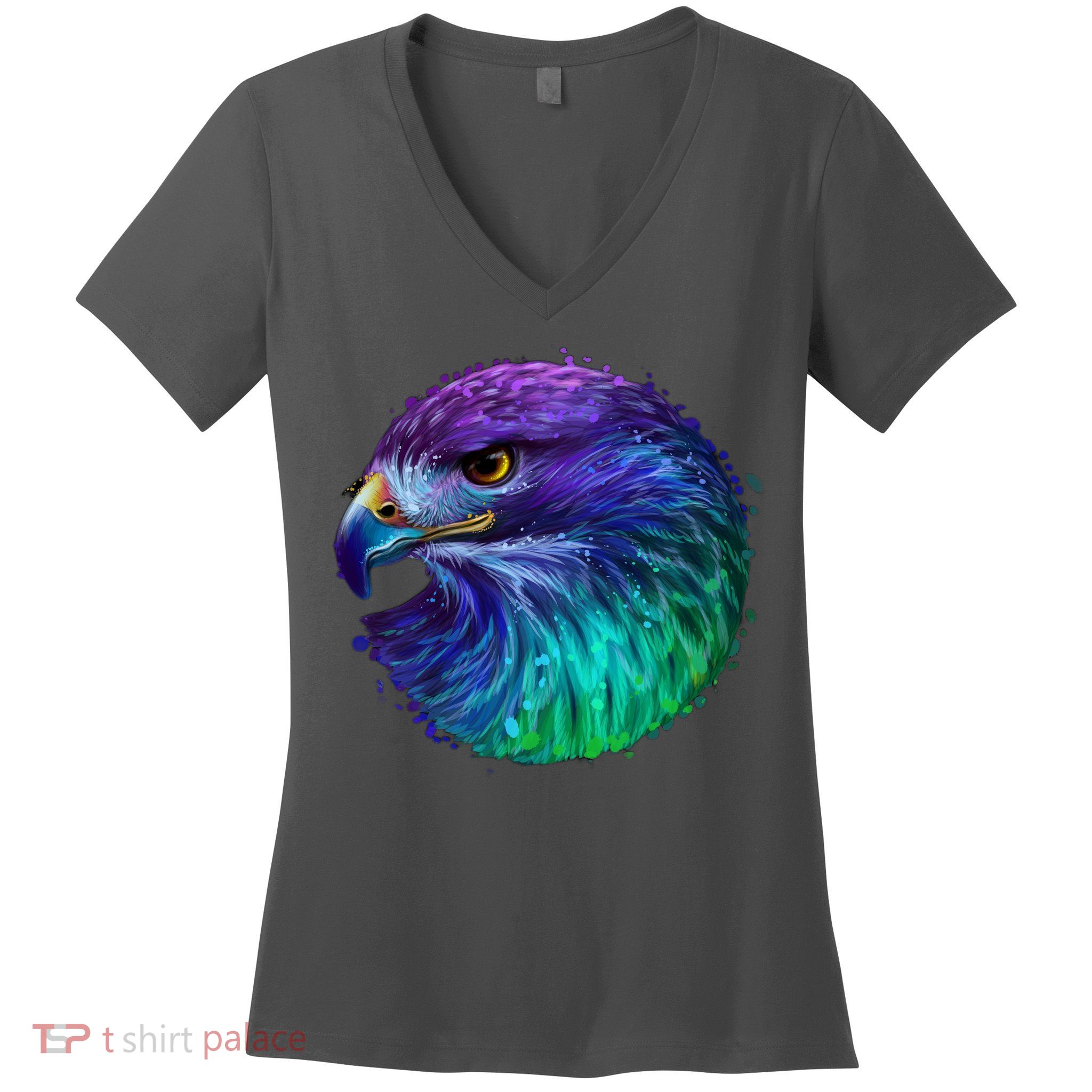 Realistic Water Colored Eagle Women's V-Neck T-Shirt