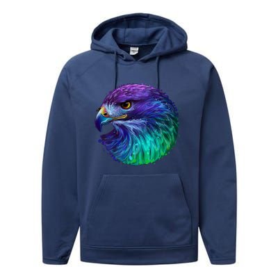 Realistic Water Colored Eagle Performance Fleece Hoodie