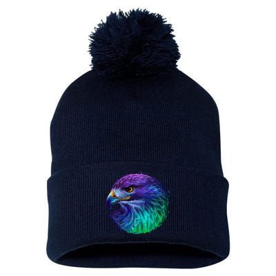 Realistic Water Colored Eagle Pom Pom 12in Knit Beanie