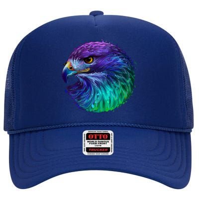 Realistic Water Colored Eagle High Crown Mesh Back Trucker Hat