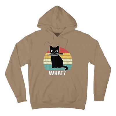 Retro What Cat Black Knife Meow Kitty Funny Cats Mom Dad Hoodie