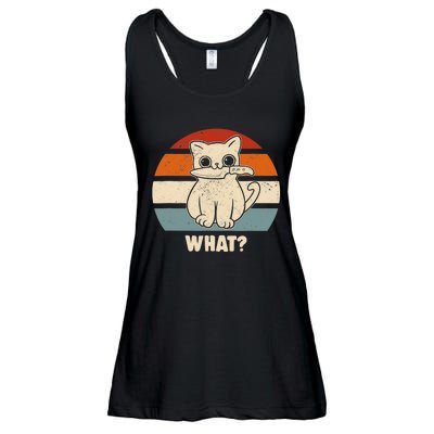 Retro What Cat Knife Meow Kitty Funny Cats Mom And Cat Dad Ladies Essential Flowy Tank