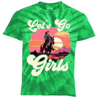 Rodeo Western Country Cowgirl Hat LetS Go Girl Kids Tie-Dye T-Shirt