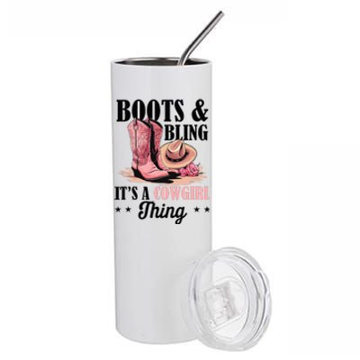 Rodeo Western Country Southern Cowgirl Hat Boots & Bling Stainless Steel Tumbler