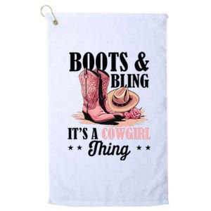 Rodeo Western Country Southern Cowgirl Hat Boots & Bling Platinum Collection Golf Towel