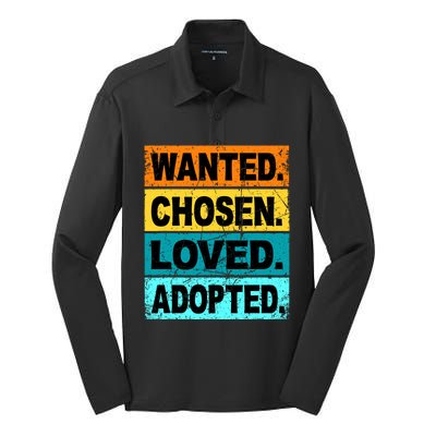 Retro Wanted Chosen Loved Adopted Adoption Foster Care Silk Touch Performance Long Sleeve Polo