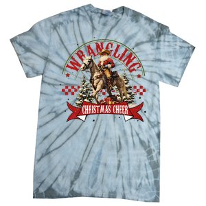 Retro Wrangling Christmas Cheer Cowboy Santa Xmas Holiday Tie-Dye T-Shirt