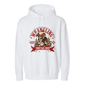 Retro Wrangling Christmas Cheer Cowboy Santa Xmas Holiday Garment-Dyed Fleece Hoodie