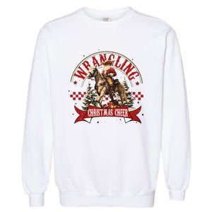 Retro Wrangling Christmas Cheer Cowboy Santa Xmas Holiday Garment-Dyed Sweatshirt