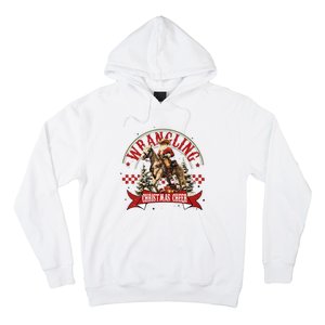 Retro Wrangling Christmas Cheer Cowboy Santa Xmas Holiday Hoodie