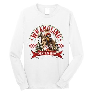 Retro Wrangling Christmas Cheer Cowboy Santa Xmas Holiday Long Sleeve Shirt