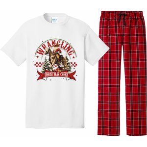 Retro Wrangling Christmas Cheer Cowboy Santa Xmas Holiday Pajama Set