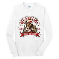 Retro Wrangling Christmas Cheer Cowboy Santa Xmas Holiday Tall Long Sleeve T-Shirt