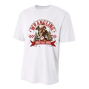 Retro Wrangling Christmas Cheer Cowboy Santa Xmas Holiday Performance Sprint T-Shirt