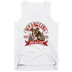 Retro Wrangling Christmas Cheer Cowboy Santa Xmas Holiday Tank Top