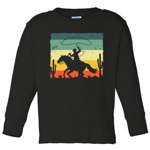 Retro Western Cowboy Design For Men Horse Rider Cowboy Toddler Long Sleeve Shirt