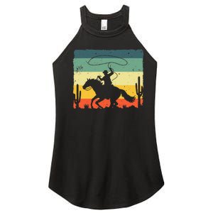 Retro Western Cowboy Design For Men Horse Rider Cowboy Women's Perfect Tri Rocker Tank