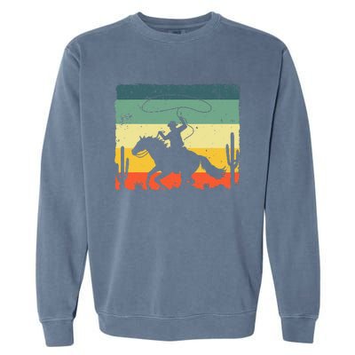 Retro Western Cowboy Design For Men Horse Rider Cowboy Garment-Dyed Sweatshirt