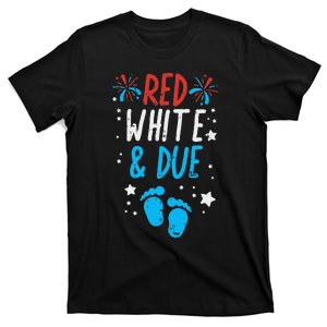 Red White Due Baby Shower 4th Of July Pregnancy Announcement T-Shirt