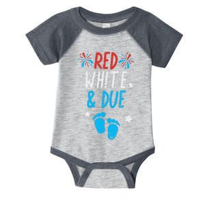 Red White Due Baby Shower 4th Of July Pregnancy Announcement Infant Baby Jersey Bodysuit