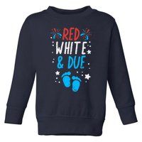 Red White Due Baby Shower 4th Of July Pregnancy Announcement Toddler Sweatshirt