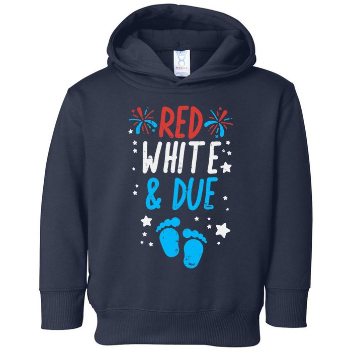 Red White Due Baby Shower 4th Of July Pregnancy Announcement Toddler Hoodie