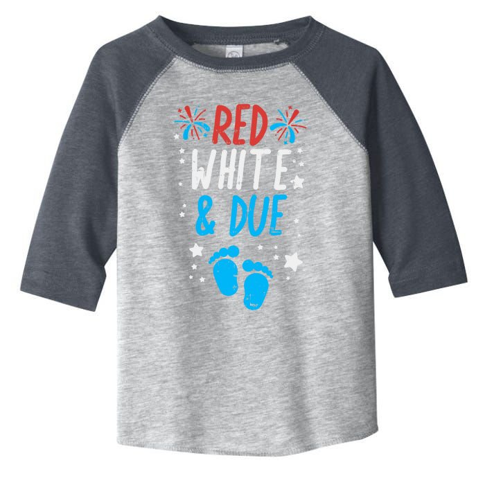 Red White Due Baby Shower 4th Of July Pregnancy Announcement Toddler Fine Jersey T-Shirt